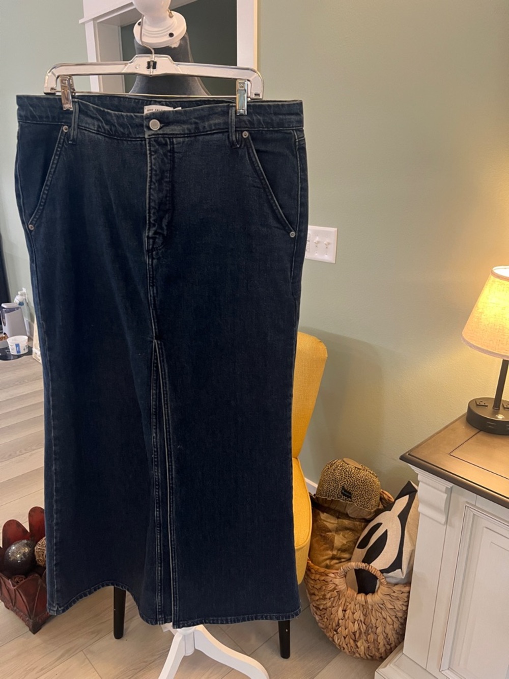 Good American Blue Denim Pencil Skirt